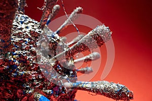 Realistic display of covid virus using mockup. Covid19, corona, pandemic