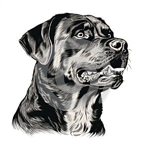 Realistic Dog Illustration In Bold Black And White