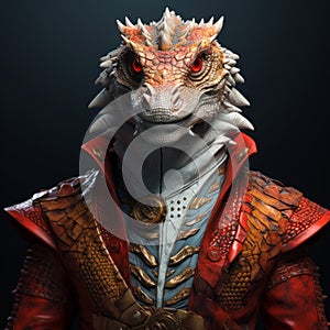 Realistic Dragon Character In Armor: A Photorealistic Rendering