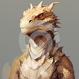 Realistic Dragon Humanoid: A Minimalistic Fantasy Game Character photo