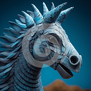 Realistic Dragon Sculpture With Blue And Black Details