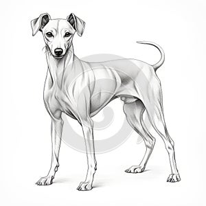 Realistic Drawing Of A White Dog In Hurufiyya Style