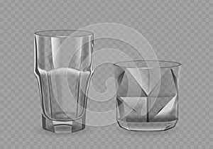 Realistic Drinking Glasses Feature Cylindrical Or Slightly Tapered Shapes, Crafted From Clear Durable Glass