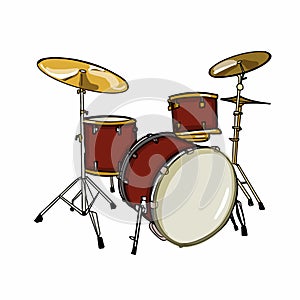Realistic drum illusration drawing battery coloring drawing illustration white background