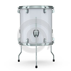 Realistic drum on white background. 3d render concept of musical instrument