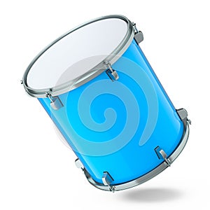 Realistic drum on white background. 3d render concept of musical instrument