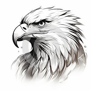 Realistic Eagle Portrait With Bold Manga-inspired Linework