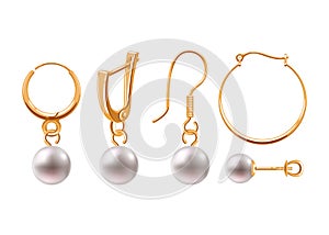 Realistic earrings jewelry accessories icons set.
