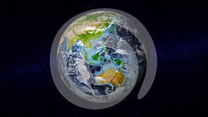 Realistic Earth globe focused on South-east Asia and Africa