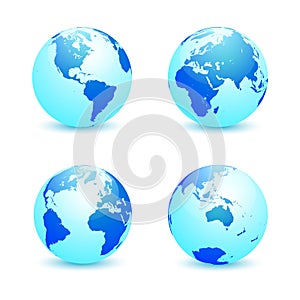 Realistic Earth globe in four variants