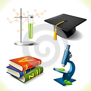 Realistic education icons set