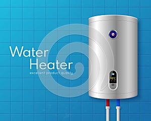 Realistic Electric Water Heater Boiler Poster