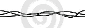 Realistic electrical wires. Cable power energy. Flexible thick network cord. Black electric computer connection wires