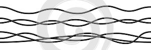 Realistic electrical wires. Cable power energy. Flexible thick network cord. Black electric computer connection wires