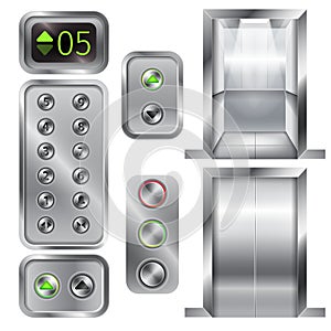 Realistic elevator and button panel