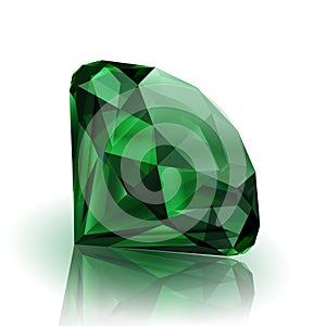 Realistic emerald on white background