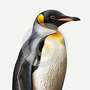 Realistic Emperor Penguin Artwork On White Background