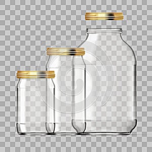 Realistic Empty 3L Glass Jar Set Isolated On White Background