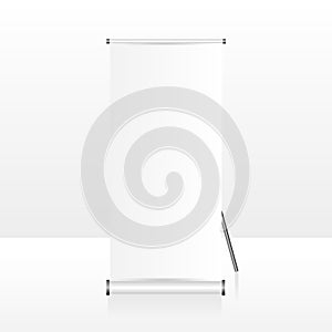 Realistic empty and blank roll up banner design template