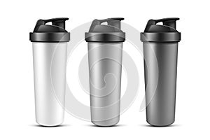 Realistic empty plastic sport bottle, protein shaker