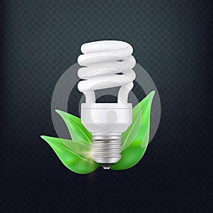 Realistic energy saving lamp vector concept isolated