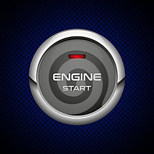 Realistic Engine start button on dark background