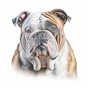 Realistic English Bulldog Portrait: Detailed And Colorful Charcoal Drawing