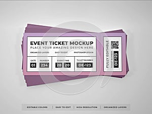 Realistic Event Ticket Mockup Scene