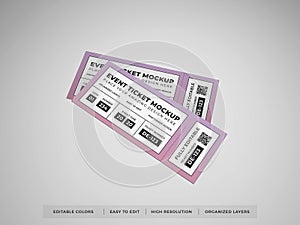 Realistic Event Ticket Mockup Scene