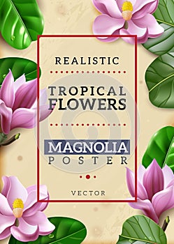 Realistic exotic flowers vertical poster