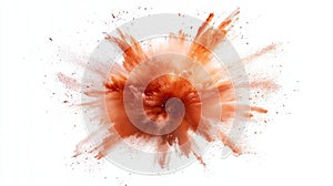 realistic explosion from above. white background