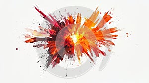 realistic explosion from above. white background