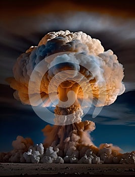 Realistic Explosion of nuclear bomb mushroom cloud