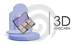 Realistic eye shadow palette box. Concept of decorative natural design for eyes