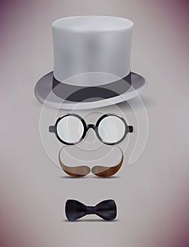 Realistic Fake Retro Gentleman vector illustration