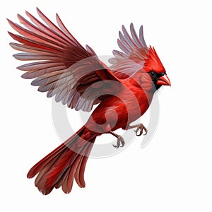 Realistic Fantasy Art: Cardinal In Flight On White Background