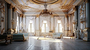 A realistic fantasy interior of the palace. Generative AI