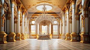 A realistic fantasy interior of the palace. Generative AI