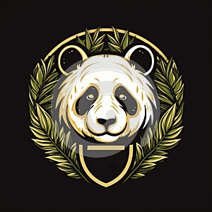 Realistic Fantasy Panda Logo With Gold Accents