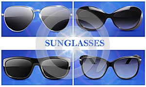 Realistic Fashionable Sunglasses Composition