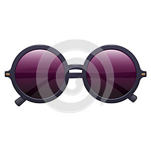 Realistic fashionable women round sunglasses with plastic rims. On white background. Vector isolated illustration.