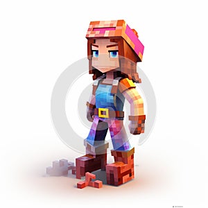 Realistic Female Minecraft Character With Blue Boots