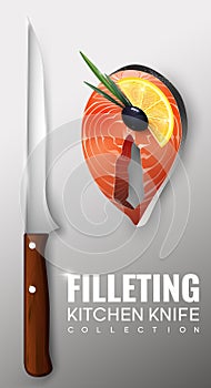 Realistic Filleting Kitchen Knife Concept photo