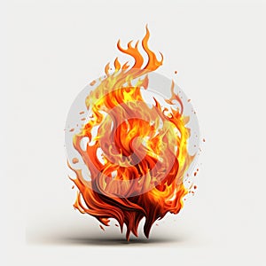 Realistic Fire Element Design On White Background