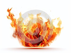 Realistic Fire Flames Igniting the White Background