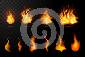 Realistic fire flames set