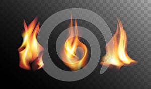Realistic Fire Flames on a Transparent Background.