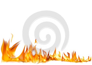 Realistic Fire Flames on White Background
