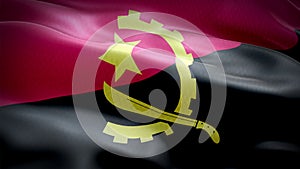 Realistic flag of Angola waving with highly detailed fabric texture