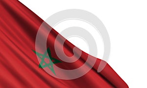 The realistic flag of Morocco isolated on a white background.